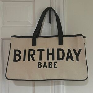 Birthday Babe Canvas Tote Bag - Black & Cream